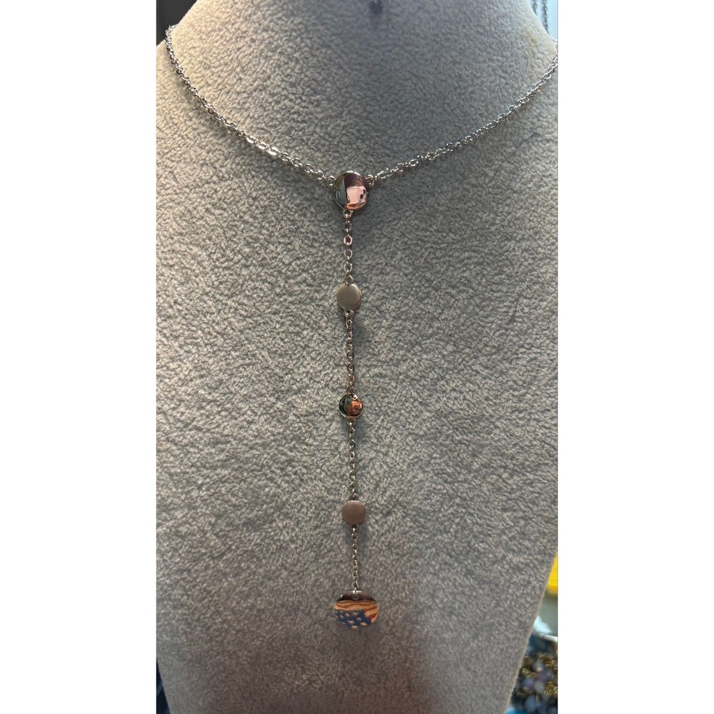 #79. Silver-tone Y-shaped Lariat Necklace